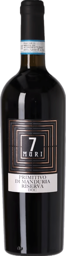 7 Muri Primitivo di Manduria DOC Riserva 2020, italien, apulien, beste rotwein zum essen, aperol spritz, calle, fleggaard, tilbudsavis