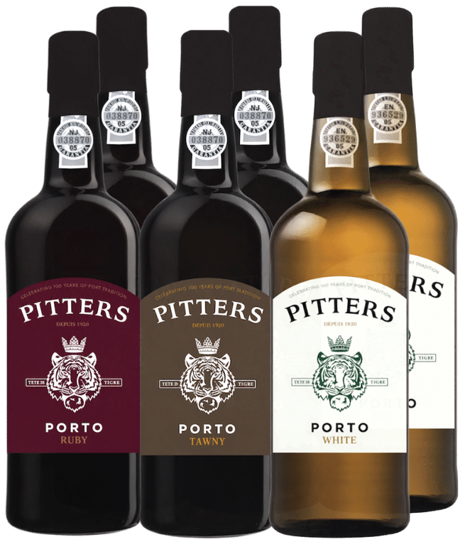 Pitters Port Mix Box mit Ruby Tawny und White Port Weinflaschen